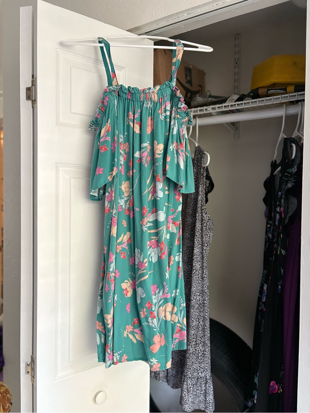 Peyton & Parker Teal Floral Off-Shoulder Dress